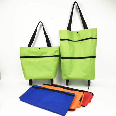 Folding Shopping Pull Cart Trolley Bag With Wheels Foldable Shopping Bags  Reusable Grocery Bags Food Organizer Vegetables Bag