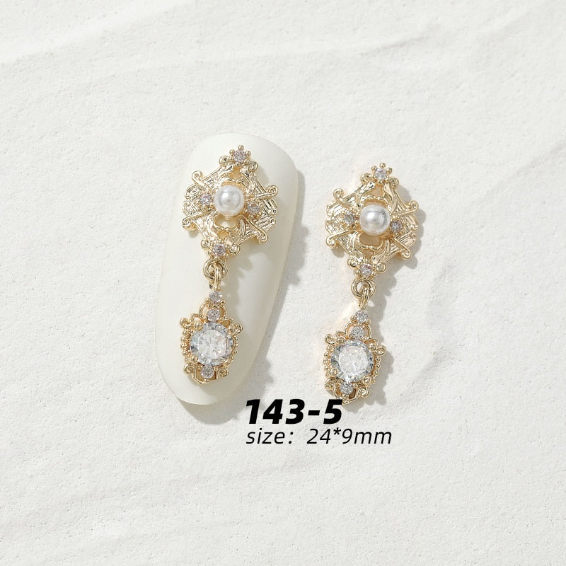 2pc quality luxury Zircon crystal rhinestones for nail alloy gold Nail Art decorations fashion chains tassel jewelry ornaments