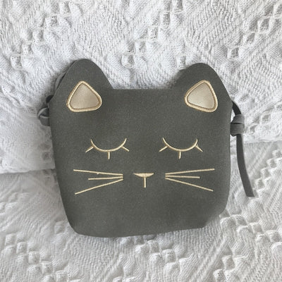 New Children's Coin Purse Handbags Baby Girls Cat Mini Shoulder Bag Cute Princess Messenger Bags Faux Suede Small Bags for Kids