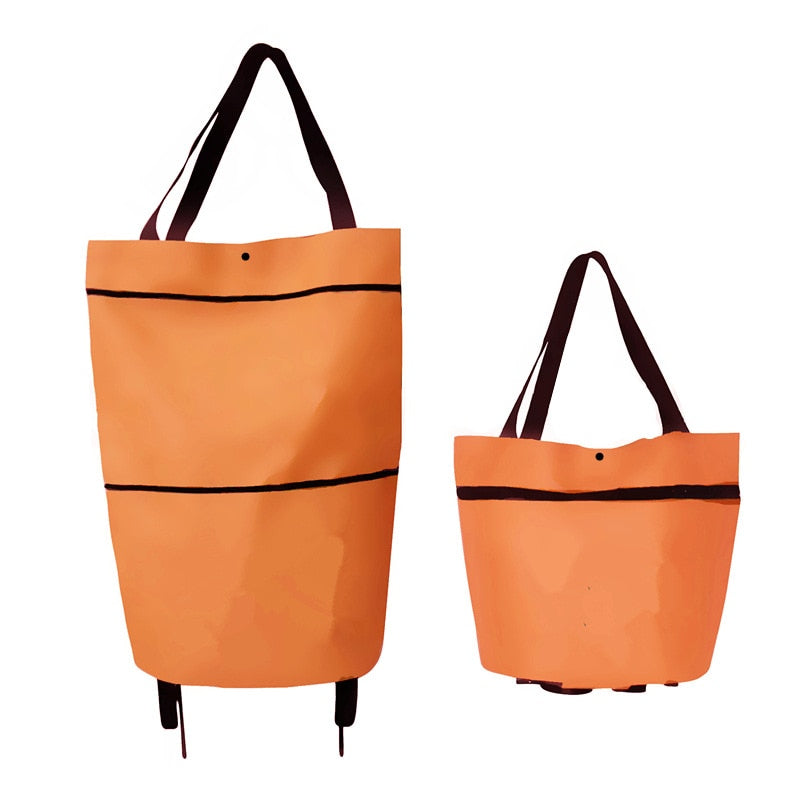 Folding Shopping Pull Cart Trolley Bag With Wheels Foldable Shopping Bags  Reusable Grocery Bags Food Organizer Vegetables Bag