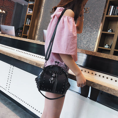 Lock Shell Bag Bags Rivet Metal Fringe Diamond Women Shoulder Crossbody Bag TWO Straps PU Leather Chain Women&#39;s Handbags Purses