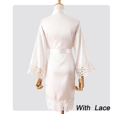 Summer Lace Sleepwear Bride&amp;Bridemaid Wedding Robe Gown Solid Embroidery Kimono Bathrobe Women Casual Home Night Dress M L Xl