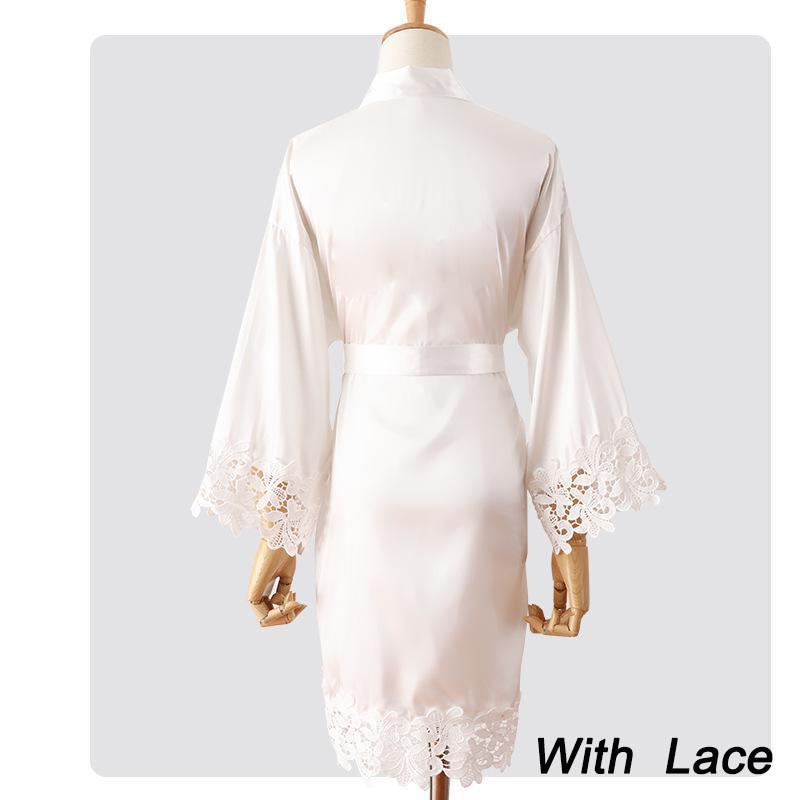 Summer Lace Sleepwear Bride&amp;Bridemaid Wedding Robe Gown Solid Embroidery Kimono Bathrobe Women Casual Home Night Dress M L Xl