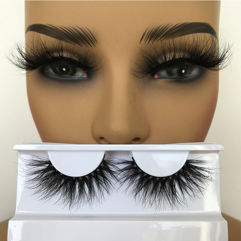 Sleek Chic Fluffy False Eyelashes 25mm Mink Lashes Wholesale Long Full Strip Lashes Vendors Mink Eyelashes Extension Bulk 1 Pair