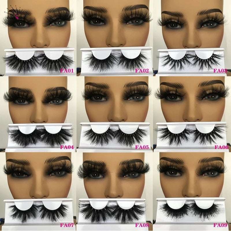 Sleek Chic Fluffy False Eyelashes 25mm Mink Lashes Wholesale Long Full Strip Lashes Vendors Mink Eyelashes Extension Bulk 1 Pair