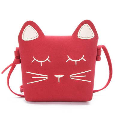 New Children's Coin Purse Handbags Baby Girls Cat Mini Shoulder Bag Cute Princess Messenger Bags Faux Suede Small Bags for Kids