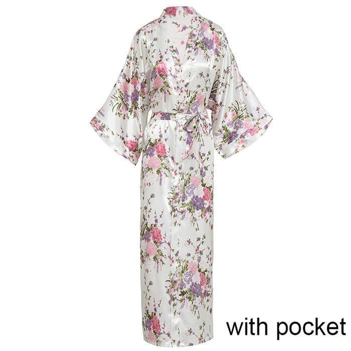 Exquisite Print Flower Women Wedding Robe Kimono Robe Gown Casual Intimate Soft Satin Sleepwear Elegant Burgundy Nightgown 6XL