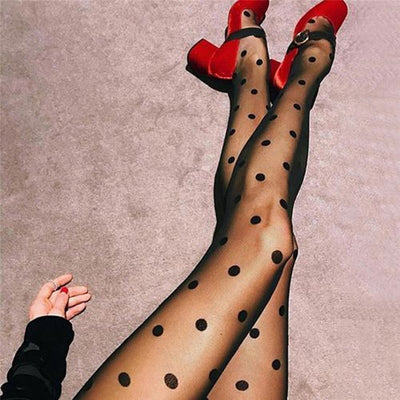 Japan Style Dot Patterned Women Pantyhose Fashion Sweet Girl Black Sexy Tights Female Stocking Transparent Silk Tights