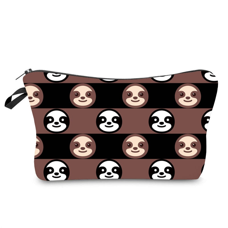 Jomtokoy Women Cosmetic Bag Sloth pattern Digital Printing Toiletry bag For Travel organizer Makeup Bag hzb1010