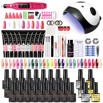 Nail Set With Nail Lamp Nail Dryer Nail Drill Machine Manicure Set Kit Poly Nail Gels Nail Gel Polish Set Soak-off Nail Art Sets