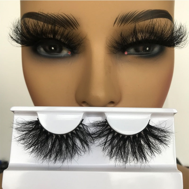 Sleek Chic Fluffy False Eyelashes 25mm Mink Lashes Wholesale Long Full Strip Lashes Vendors Mink Eyelashes Extension Bulk 1 Pair