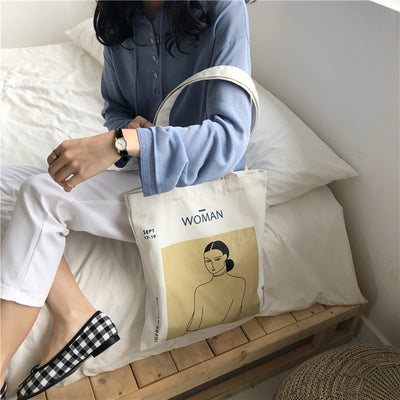 1Pc Women Canvas Shoulder Bag Alice In Wonderland Shopping Bags Students Book Bag Cotton Cloth Handbags Tote For Girls New 2023