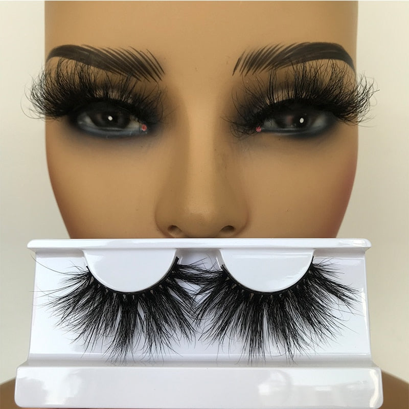 Sleek Chic Fluffy False Eyelashes 25mm Mink Lashes Wholesale Long Full Strip Lashes Vendors Mink Eyelashes Extension Bulk 1 Pair