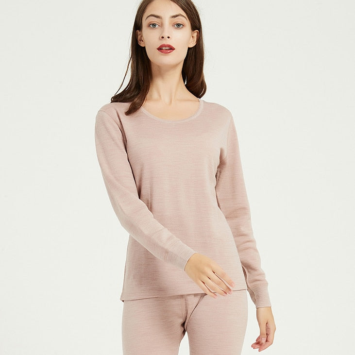 100% Merino Wool Women thermal underwear set thickness 260gsm Women long johns more warm in the winter