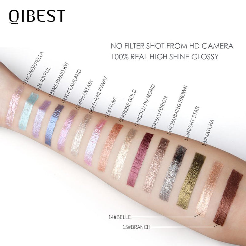 QIBEST 15 Colors Eyeshadow Stick Shining Makeup Glitter Pigment Waterproof Eye Shadow Stick Smoky Liquid Eye Shadow Cosmetics