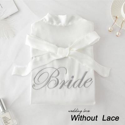 Summer Lace Sleepwear Bride&amp;Bridemaid Wedding Robe Gown Solid Embroidery Kimono Bathrobe Women Casual Home Night Dress M L Xl