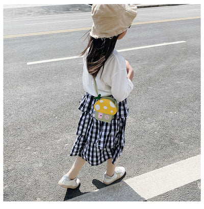 Cute Children Mini Shoulder Bags New Lovely Girls Mushroom Coin Purse Fashion PU Leather Kawaii Baby Kids Small Crossbody Bags