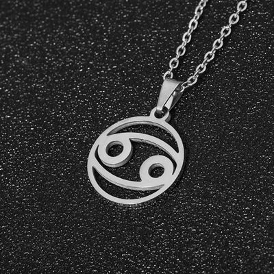 Rinhoo Stainless Steel Star Zodiac Sign Necklace 12 Constellation Pendant Necklace Women Chain Necklace Men Jewelry Gifts