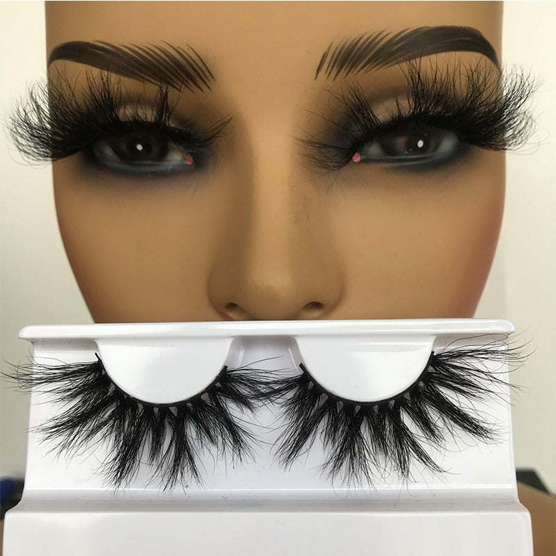 Sleek Chic Fluffy False Eyelashes 25mm Mink Lashes Wholesale Long Full Strip Lashes Vendors Mink Eyelashes Extension Bulk 1 Pair