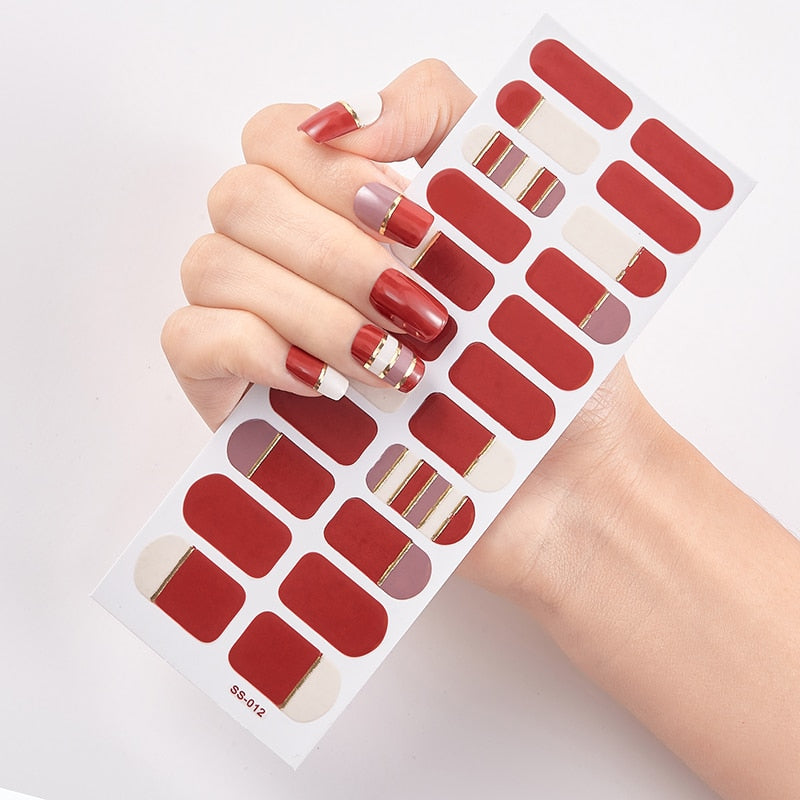 22 Tips/Sheet Snowflate Striped Manicure Creative Women Salon Nail Wraps DIY Nail Sticker set Sticker for Nails Art Christmas