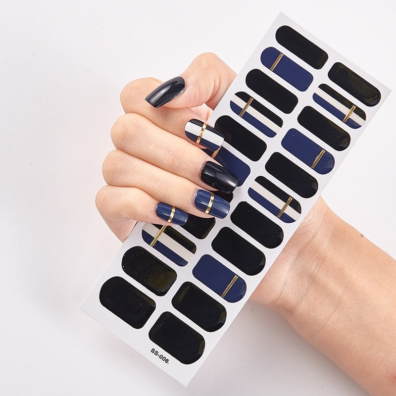 22 Tips/Sheet Snowflate Striped Manicure Creative Women Salon Nail Wraps DIY Nail Sticker set Sticker for Nails Art Christmas