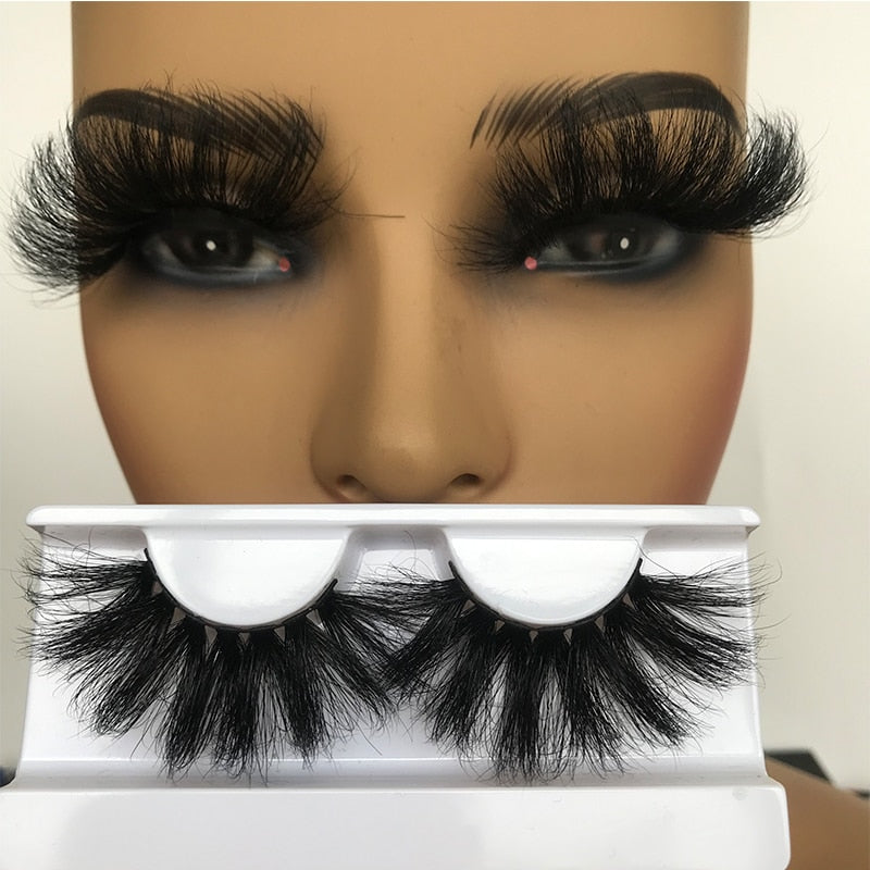 Sleek Chic Fluffy False Eyelashes 25mm Mink Lashes Wholesale Long Full Strip Lashes Vendors Mink Eyelashes Extension Bulk 1 Pair