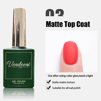 Vendeeni Nail Art Functional Gel Top Base Coat Tempering Matte Top Coat Reinforcing Gel Blossom Gel Foil Transfer Gel 15ml