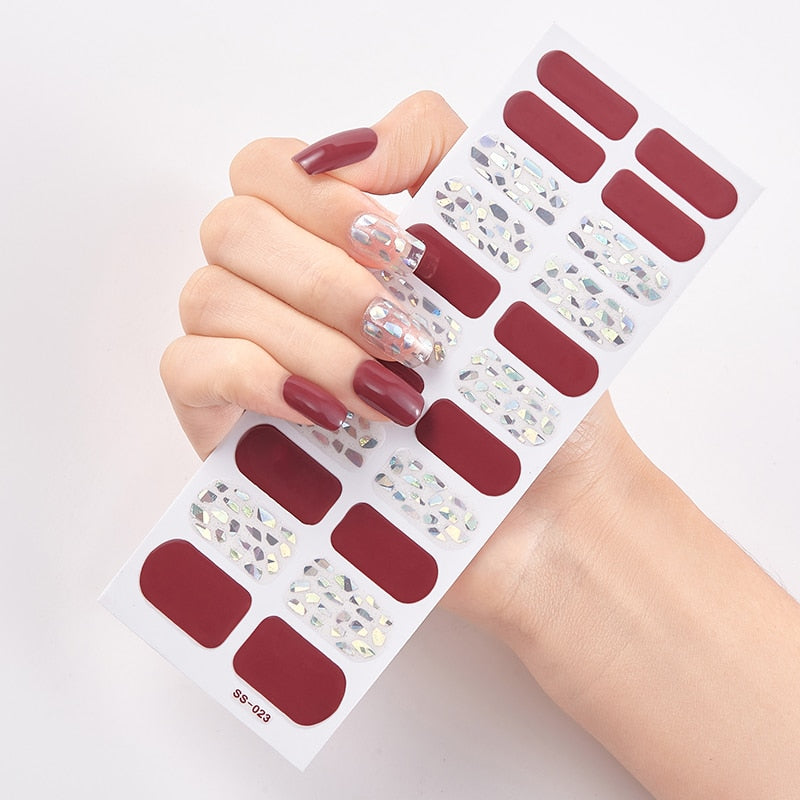 22 Tips/Sheet Snowflate Striped Manicure Creative Women Salon Nail Wraps DIY Nail Sticker set Sticker for Nails Art Christmas