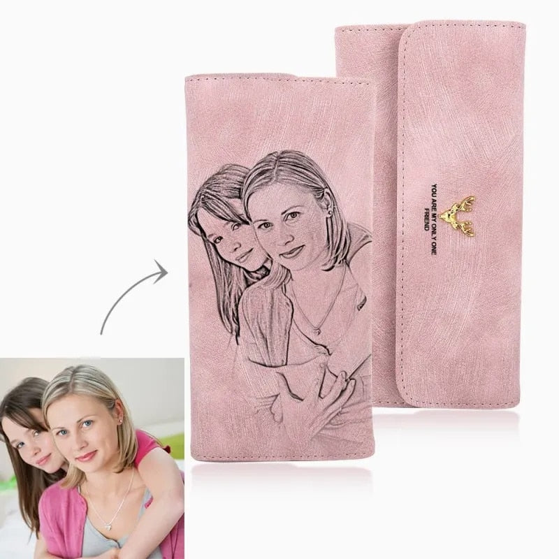 Wallet Picture Custom Wallet Ladies Long Lantern Wallet Custom Picture Engraving Pink Wallet Mother&