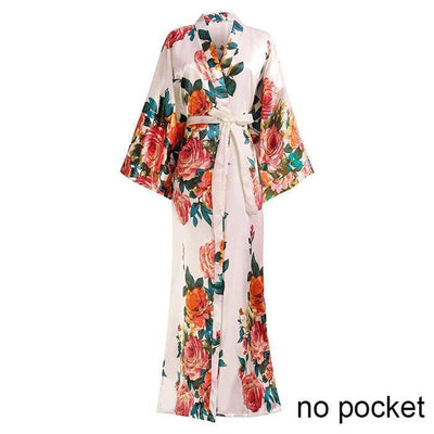 Exquisite Print Flower Women Wedding Robe Kimono Robe Gown Casual Intimate Soft Satin Sleepwear Elegant Burgundy Nightgown 6XL