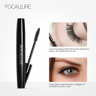 FOCALLURE 3D Eyelash Extension Curling Makeup Black Long Wearing Fiber Silk Waterproof Mascara