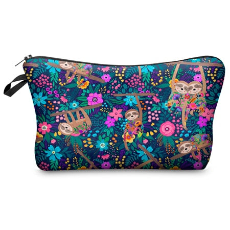 Jomtokoy Women Cosmetic Bag Sloth pattern Digital Printing Toiletry bag For Travel organizer Makeup Bag hzb1010