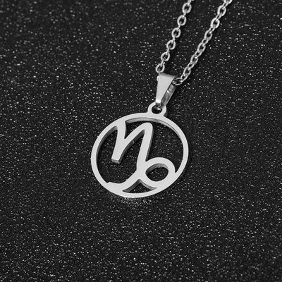 Rinhoo Stainless Steel Star Zodiac Sign Necklace 12 Constellation Pendant Necklace Women Chain Necklace Men Jewelry Gifts