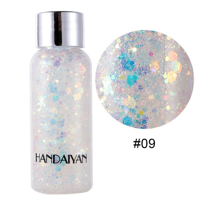 HANDAIYAN Teras Glitter Body Gel Cream Body Hair Face Eye Glitter Flash Heart Palette Sequins Pigment Cream Festival Decor TSLM2