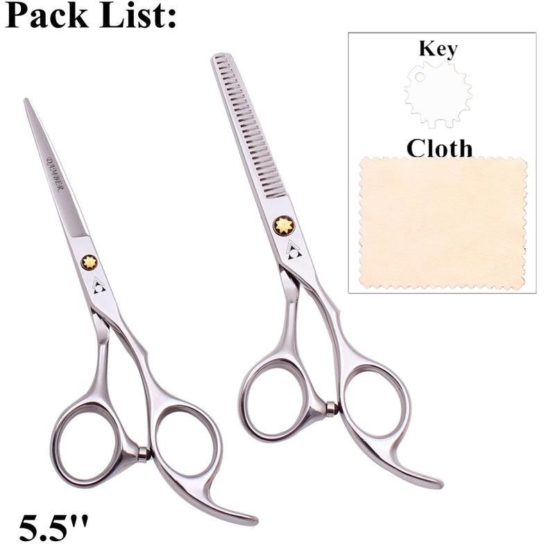 Hair Scissors 5.5 6.0 Professional Hairdressing Scissors Thinning Barber Scissor Set Hair Cutting Scissors 440C Japan Steel 888