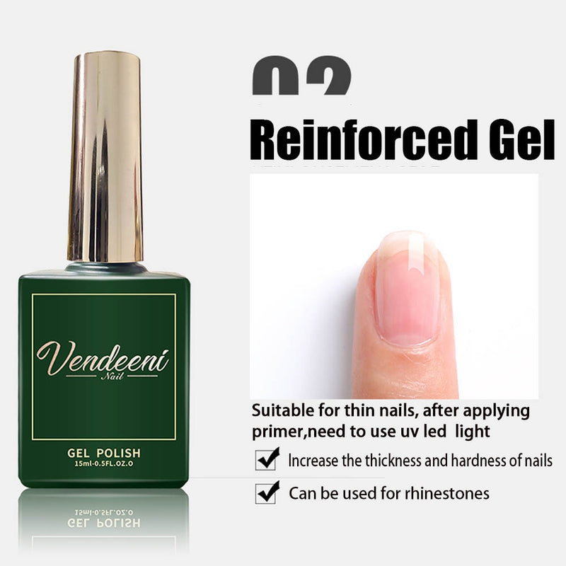 Vendeeni Nail Art Functional Gel Top Base Coat Tempering Matte Top Coat Reinforcing Gel Blossom Gel Foil Transfer Gel 15ml