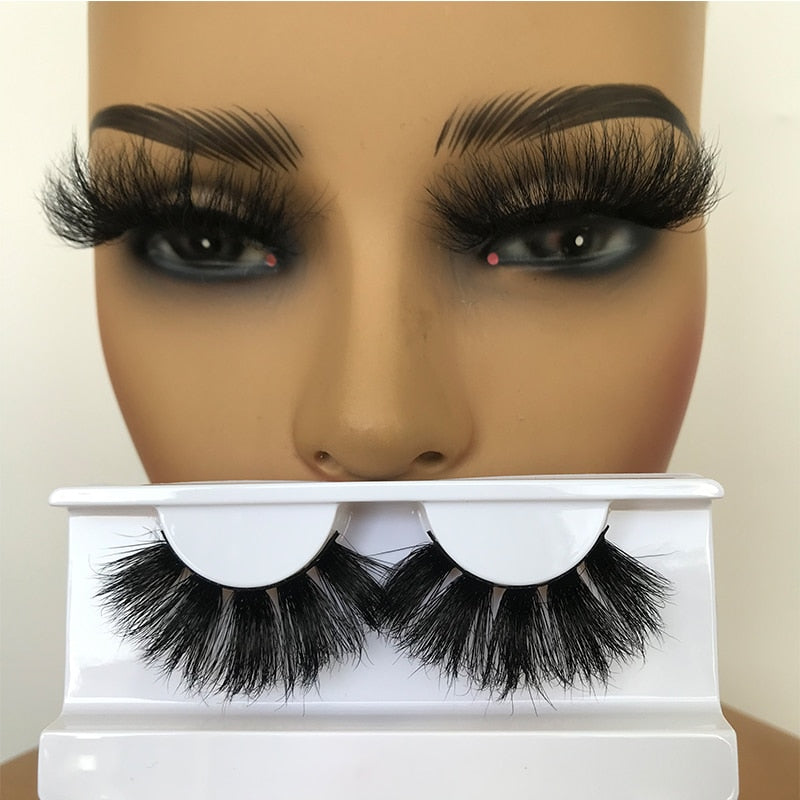 Sleek Chic Fluffy False Eyelashes 25mm Mink Lashes Wholesale Long Full Strip Lashes Vendors Mink Eyelashes Extension Bulk 1 Pair