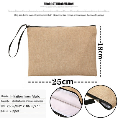 Simple Linen Wristlet Clutch Bag Bachelorette Clutch Beach Holiday Travel Organizer Case Bachelorette Party Bag Wedding Gift