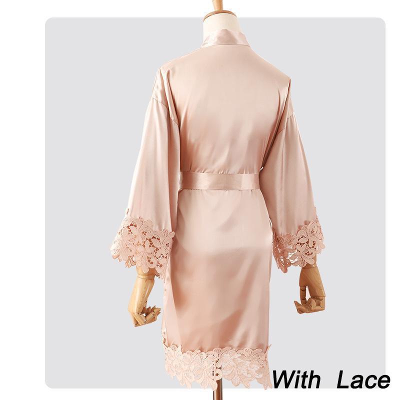 Summer Lace Sleepwear Bride&amp;Bridemaid Wedding Robe Gown Solid Embroidery Kimono Bathrobe Women Casual Home Night Dress M L Xl