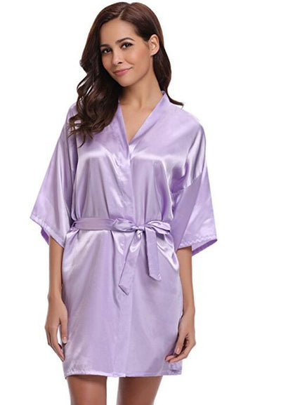 RB032 2018 New Silk Kimono Robe Bathrobe Women Silk Bridesmaid Robes Sexy Navy Blue Robes Satin Robe Ladies Dressing Gowns