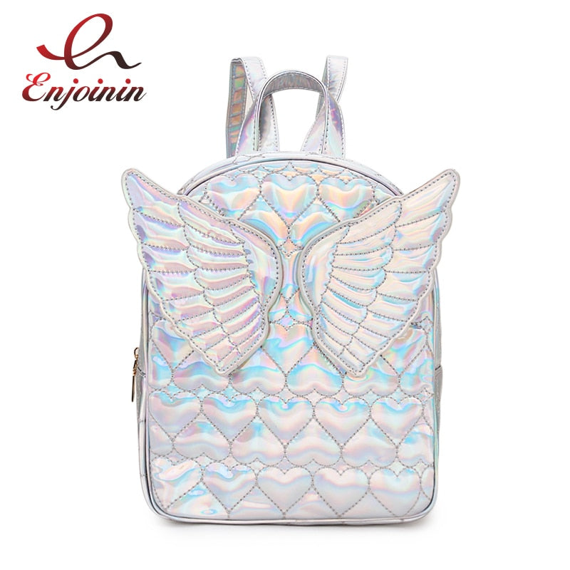 Dazzling Fashion Heart Embossed Wings Decorated Girl&