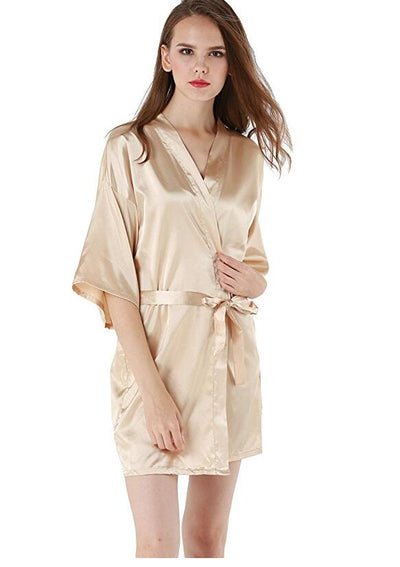 New Black Chinese Women&#39;s Faux Silk Robe Bath Gown Hot Sale Kimono Yukata Bathrobe Solid Color Sleepwear S M L XL XXL NB032