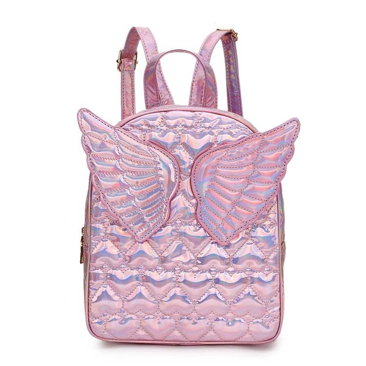 Dazzling Fashion Heart Embossed Wings Decorated Girl&