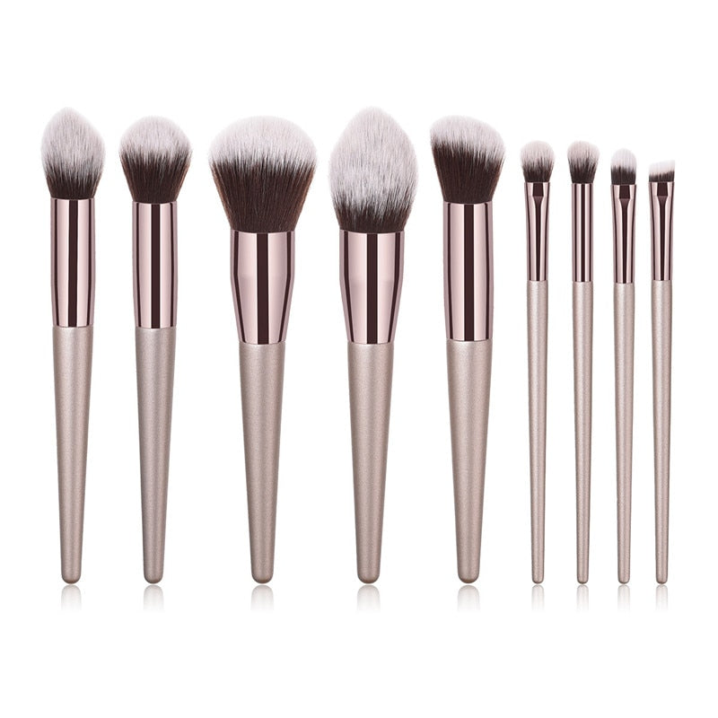 4/10pcs Champagne makeup brushes set for cosmetic foundation powder blush eyeshadow kabuki blending make up brush beauty tool