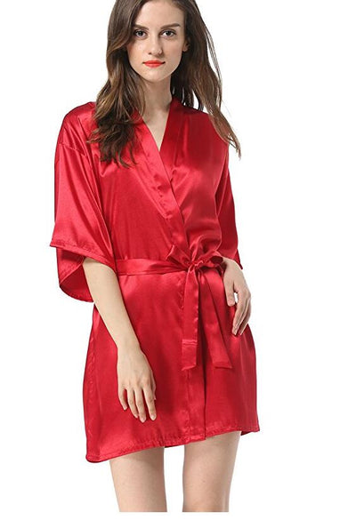 New Black Chinese Women&#39;s Faux Silk Robe Bath Gown Hot Sale Kimono Yukata Bathrobe Solid Color Sleepwear S M L XL XXL NB032