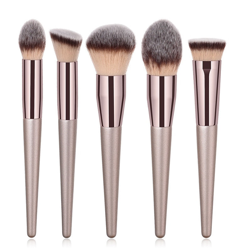 4/10pcs Champagne makeup brushes set for cosmetic foundation powder blush eyeshadow kabuki blending make up brush beauty tool