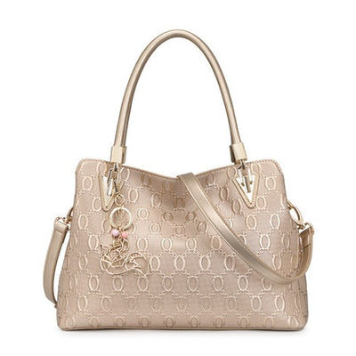 FOXER Occident Style Gold Totes Women&#39;s Cow Split Leather Handbag Fashion Lady Commute Purse Luxury Large Capacity Shoulder Bag