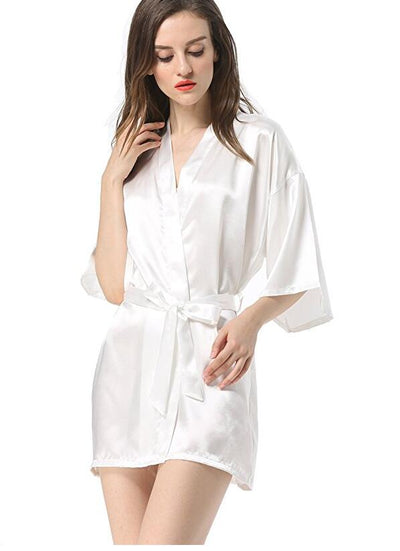 New Black Chinese Women&#39;s Faux Silk Robe Bath Gown Hot Sale Kimono Yukata Bathrobe Solid Color Sleepwear S M L XL XXL NB032