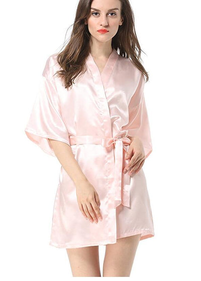 New Black Chinese Women&#39;s Faux Silk Robe Bath Gown Hot Sale Kimono Yukata Bathrobe Solid Color Sleepwear S M L XL XXL NB032