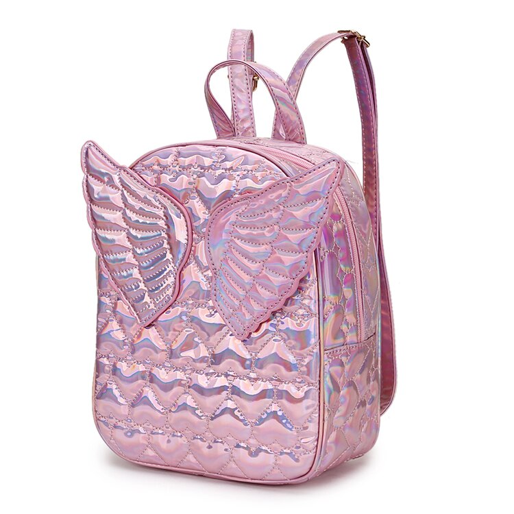 Dazzling Fashion Heart Embossed Wings Decorated Girl&